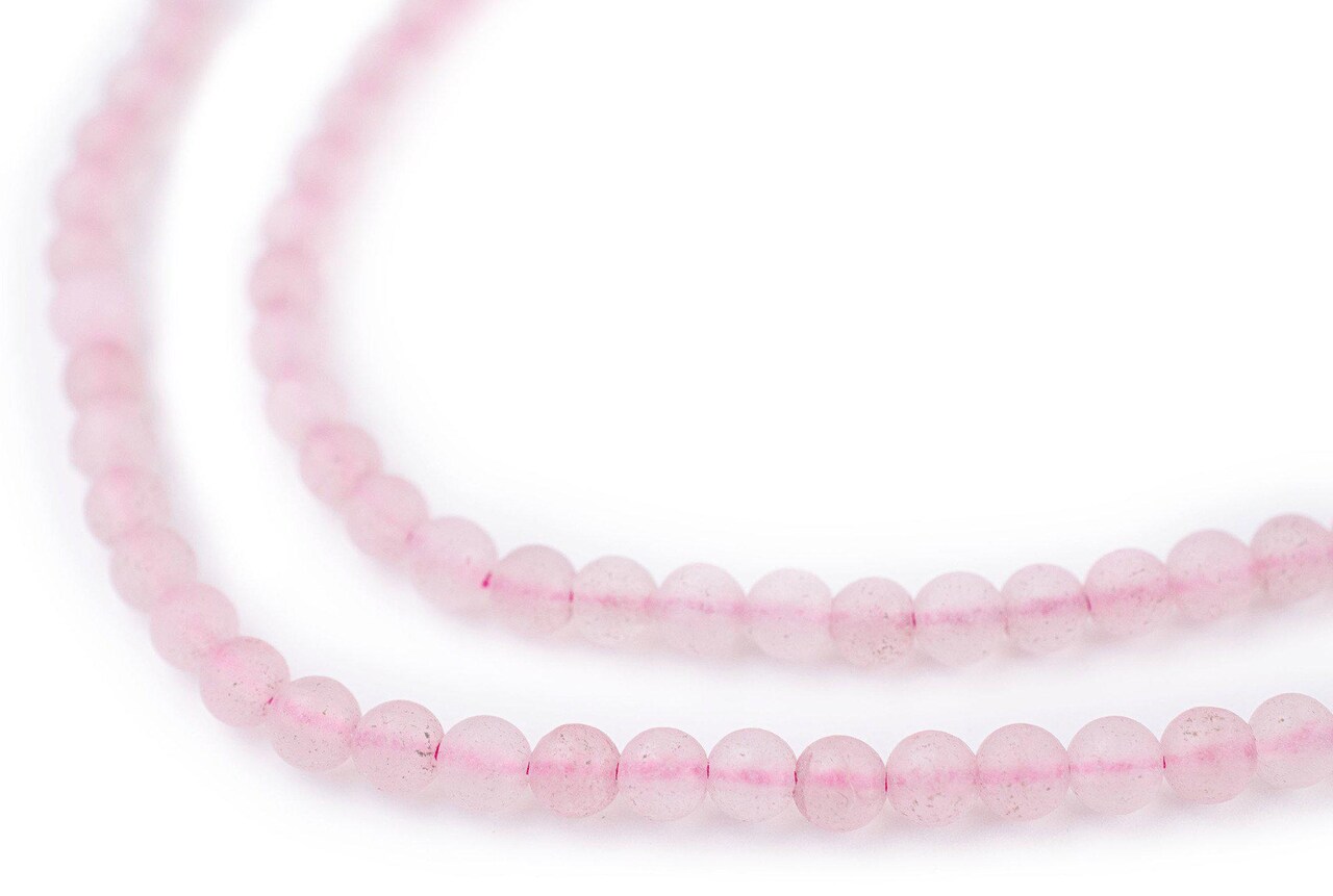 The Bead Chest Matte Round Rose Quartz Beads (4mm): Organic Gemstone Round Spherical Energy Stone Healing Power Crystal for Jewelry Bracelet Mala Necklace Making